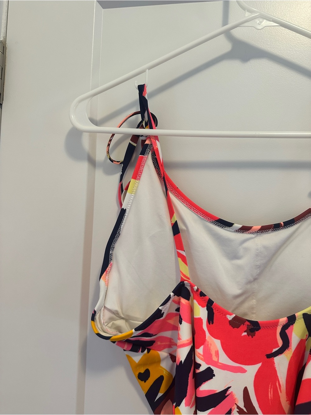 Aerie Tropical Print Scoop Neck Tie Straps One Piece Swimsuit Size Medium Womens - Picture 9 of 12
